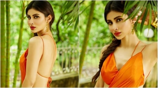 Mouni Roy is on a spree of giving us fashion goals. Be it with her Dirga Puja fashion diaries or looking like a million bucks in gowns or pantsuits. Mouni's sartorial sense of fashion by loved and adored by all. The actor, a day back, gave us fresh fashion inspo in the form of a slew of pictures of herself decked up in a bright orange ensemble and looking stunning as ever.(Instagram/@imouniroy)