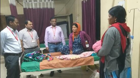 Dr Bhagawan Pawar (centre), district health officer (DHO) ZP Pune, at Wagholi PHC. (HT PHOTO)