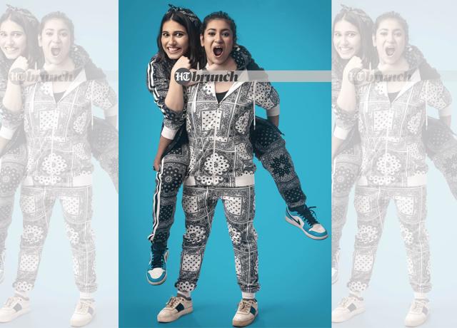 (Left) Saloni, 22 years old, Bulandshahr-born and Noida-based, is more than well-known on social media as Salonayyy; (right) Sumaira Shaikh, 28, a Dongri-born and bred psychology graduate who gave up being a counsellor to focus on comedy; On Saloni (left) & Sumaira: Outfit by Reza Shariffi; Shoes by Nike (Subi Samuel)