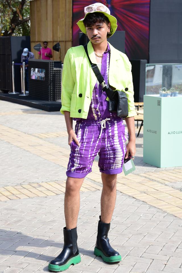 Attendee of the Lakmé Fashion Week 2022 in a street style outfit (Photo: Manish Rajput/HT)