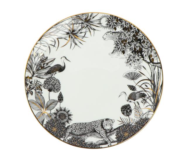 This forest themed set of bone china dinner plates with 24 carat gold decal is sure to be a conversation starter. (The beautiful Pichola dinner plates by IRA, Udaipur) This forest themed set of bone china dinner plates with 24 carat gold decal is sure to be a conversation starter. (The beautiful Pichola dinner plates by IRA, Udaipur)
