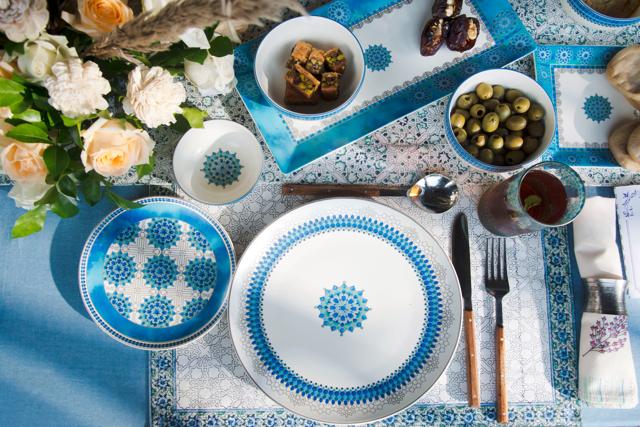 Always place the tableware in the order of use, from the outside in. (The eye catching hand decalled, Tuhina porcelain tableware by Fabindia will make a great impression) Always place the tableware in the order of use, from the outside in. (The eye catching hand decalled, Tuhina porcelain tableware by Fabindia will make a great impression)