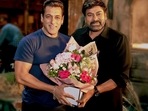 Salman Khan with Chiranjeevi. Salman Khan with Chiranjeevi.