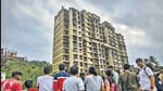 Mumbai, India - October 08, 2022: Around 33 people were safely rescued by firefighters after a Level-2 fire broke out on the 12th floor of a residential building Rail View Housing Society around 2:45 pm in the afternoon in the New Tilak Nagar area, near Lokmanya Tilak Terminus station, Chembur, in Mumbai, India, on Saturday, October 08, 2022. (Photo by Satish Bate/Hindustan Times) (Satish Bate/HT PHOTO) Mumbai, India - October 08, 2022: Around 33 people were safely rescued by firefighters after a Level-2 fire broke out on the 12th floor of a residential building Rail View Housing Society around 2:45 pm in the afternoon in the New Tilak Nagar area, near Lokmanya Tilak Terminus station, Chembur, in Mumbai, India, on Saturday, October 08, 2022. (Photo by Satish Bate/Hindustan Times) (Satish Bate/HT PHOTO)