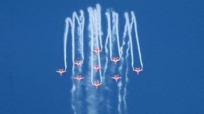 President Droupadi Murmu and Defence Minister Rajnath Singh will attend the aerial show at Sukhna Lake. (AFP) President Droupadi Murmu and Defence Minister Rajnath Singh will attend the aerial show at Sukhna Lake. (AFP)