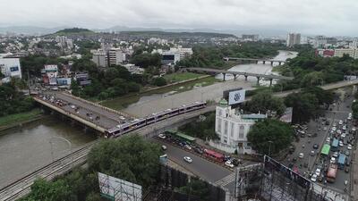 Metro rail trial run at Sambhaji Garden in Pune. (HT FILE PHOTO)