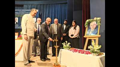 Supreme Court Justice Hemant Gupta lighting the lamp at the event at Law Bhawan, Sector 37, Chandigarh, on Saturday. (HT Photo)