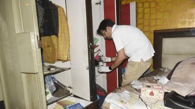Ghaziabad, India - Oct. 7, 2022: In Nehru Nagar, the family of a businessman was taken hostage by miscreants who robbed the house and were physically violent with members of the family, in Ghaziabad, India, on Tuesday, October 7, 2022. (Photo by Sakib Ali/ Hindustan Times)