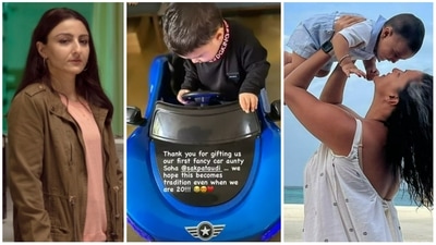 Neha Dhupia's son Guriq received a gift from her friend Soha Ali Khan. Neha Dhupia's son Guriq received a gift from her friend Soha Ali Khan. 
