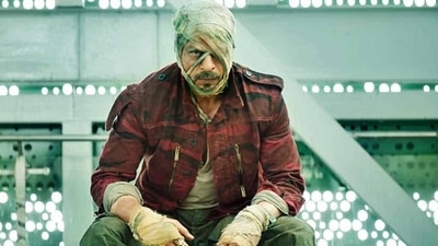Shah Rukh Khan in a still from Jawan teaser. Shah Rukh Khan in a still from Jawan teaser. 
