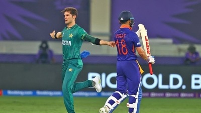 Shaheen Afridi (L) after dismissing Virat Kohli in T20 World Cup last year (Getty) Shaheen Afridi (L) after dismissing Virat Kohli in T20 World Cup last year (Getty)