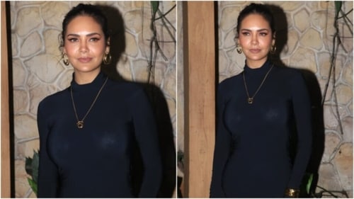 Esha Gupta chose gold-toned jewellery for the occasion.&nbsp; (HT Photo/Varinder Chawla)