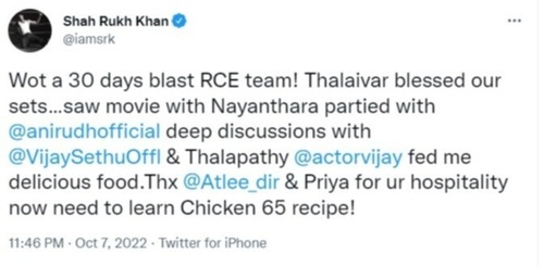 SRK's tweet on Friday. SRK's tweet on Friday. 