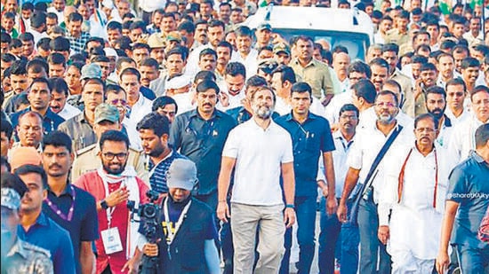 Congress leader Rahul Gandhi said during the Bharat Jodo Yatra that there was no intention of threatening the identity of regional languages like Kannada. (PTI)