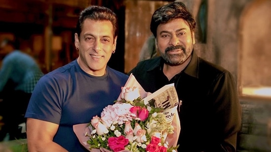 Salman Khan with Chiranjeevi.