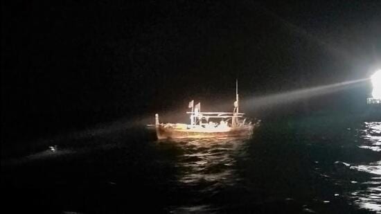 The Pakistani boat allegedly tried to evade but the Coast Guard ships intercepted it and forced it to stop. (PTI)