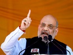 Union Home Minister Amit Shah addresses a public rally, at the Showkat Ali Stadium in Baramulla district of north Kashmir. (PTI) Union Home Minister Amit Shah addresses a public rally, at the Showkat Ali Stadium in Baramulla district of north Kashmir. (PTI)