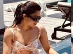Rashmika Mandanna posed in dark sunglasses. Rashmika Mandanna posed in dark sunglasses.