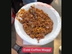 The image, taken from an Instagram video, shows cold coffee Maggi. (Instagram/@radiokarohan) The image, taken from an Instagram video, shows cold coffee Maggi. (Instagram/@radiokarohan)