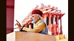 Prime Minister Narendra Modi at Modhera village on Sunday. (ANI) Prime Minister Narendra Modi at Modhera village on Sunday. (ANI)