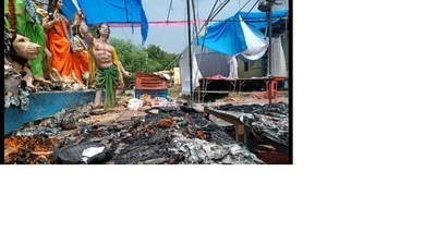 At the time of the incident, around 150 people were present at the pandal in Bhadohi’s Narthua village. (HT Photo) At the time of the incident, around 150 people were present at the pandal in Bhadohi’s Narthua village. (HT Photo)