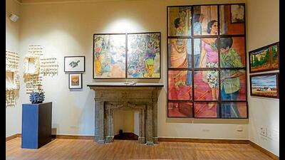Works of 100 young artists from across the country are displayed at the 31st Ravi Jain Memorial Foundation Exhibition. Works of 100 young artists from across the country are displayed at the 31st Ravi Jain Memorial Foundation Exhibition.
