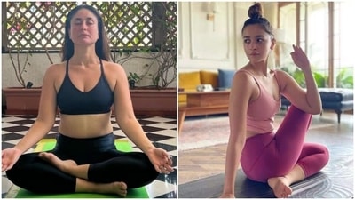 Kareena Kapoor and Alia Bhatt practise yoga. (Instagram) Kareena Kapoor and Alia Bhatt practise yoga. (Instagram)