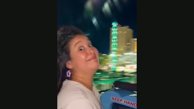 The image shows the woman showing an array of emotions while taking a roller coaster ride. (Instagram/@_bela_amor) The image shows the woman showing an array of emotions while taking a roller coaster ride. (Instagram/@_bela_amor)