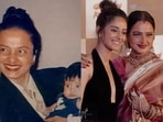 Ananya Panday with Rekha in an old photo, and a more recent one (right). Ananya Panday with Rekha in an old photo, and a more recent one (right).