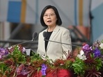 Taiwan's President Tsai Ing-wen speaks at a ceremony to mark the island's National Day in front of the Presidential Office in Taipei on October 10, 2022. Taiwan's President Tsai Ing-wen speaks at a ceremony to mark the island's National Day in front of the Presidential Office in Taipei on October 10, 2022. 
