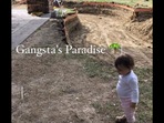 The kid stands in the backyard where the water park will soon be built. (Instagram/@premierpoolplastering) The kid stands in the backyard where the water park will soon be built. (Instagram/@premierpoolplastering)