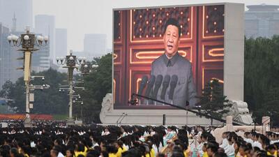 In this file photo taken on July 1, 2021, a large screen displays China's President Xi Jinping delivering a speech during the celebrations of the 100th anniversary of the founding of the Communist Party of China at Tiananmen Square in Beijing. (AFP) In this file photo taken on July 1, 2021, a large screen displays China's President Xi Jinping delivering a speech during the celebrations of the 100th anniversary of the founding of the Communist Party of China at Tiananmen Square in Beijing. (AFP)