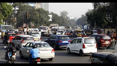 Traffic at SPPU chowk. (HT FILE PHOTO)