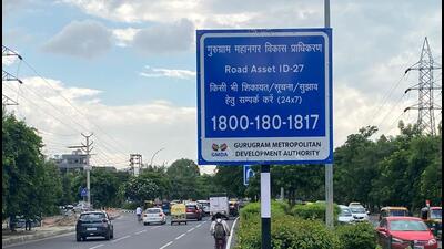 The boards will mention the asset ID of the road, the name of the agency responsible and a helpline number for citizens to call to convey a grievance or issue pertaining to road infrastructure and development. (HT Photo)