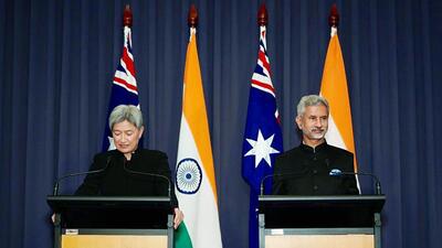 Union external affairs minister S Jaishankar (right) with his Australian counterpart Penny Wong during the 13th Foreign Ministers’ Framework Dialogue in Canberra on Monday. (S Jaishankar/ Twitter) Union external affairs minister S Jaishankar (right) with his Australian counterpart Penny Wong during the 13th Foreign Ministers’ Framework Dialogue in Canberra on Monday. (S Jaishankar/ Twitter)