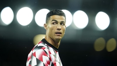 Manchester United's Cristiano Ronaldo walks on to the pitch during warmup (AP) Manchester United's Cristiano Ronaldo walks on to the pitch during warmup (AP)