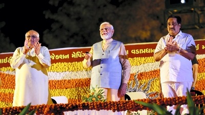 "For the 21st century Aatmanirbhar Bharat, we need to ensure that renewable energy powers our energy needs. The transformation that is being witnessed in Modhera, is present and seen in the entire state of Gujarat," PM Modi said. (PTI) "For the 21st century Aatmanirbhar Bharat, we need to ensure that renewable energy powers our energy needs. The transformation that is being witnessed in Modhera, is present and seen in the entire state of Gujarat," PM Modi said. (PTI)