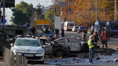 Russia-Ukraine War: Police inspect the scene of Russian shelling in Kyiv, Ukraine. (AP)