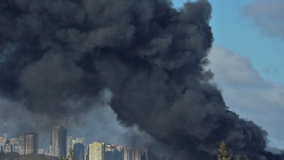 Russia-Ukraine War: Smoke rises over the city after a Russian missile strike, amid Russia's attack on Ukraine, in Kyiv, Ukraine. (Reuters)