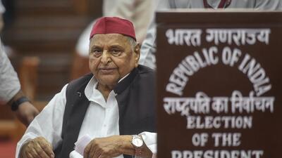 In this Monday, July 18, 2022 file photo, Samajwadi Party patriarch Mulayam Singh Yadav during voting for the election of the President, at Parliament House in New Delhi. Yadav passed away at the age of 82, on Monday, Oct. 10, 2022. He was under treatment at Gurugram's Medanta hospital. (PTI)