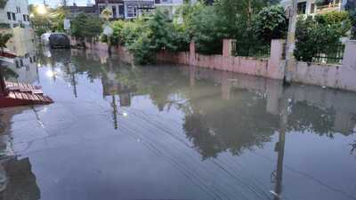 Waterlogging in residential area of Sector 1 at Ashiana Colony on Kanpur Road in Lucknow on Monday. (HT PHOTO) Waterlogging in residential area of Sector 1 at Ashiana Colony on Kanpur Road in Lucknow on Monday. (HT PHOTO)