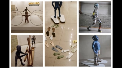 Some of the art works on display at the exhibition (HT Photos)