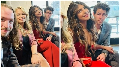 Priyanka Chopra and Nick Jonas at a friend's wedding. Priyanka Chopra and Nick Jonas at a friend's wedding.