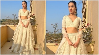 Shraddha Kapoor earlier stunned in a gorgeous ivory lehenga set by ace Indian designer Anita Dongre. (Instagram/@shraddhakapoor) Shraddha Kapoor earlier stunned in a gorgeous ivory lehenga set by ace Indian designer Anita Dongre. (Instagram/@shraddhakapoor)