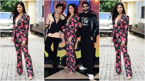 Katrina Kaif attends Phone Bhoot trailer launch with Siddhant Chaturvedi and Ishaan Khatter.&nbsp; (HT Photo/Varinder Chawla)