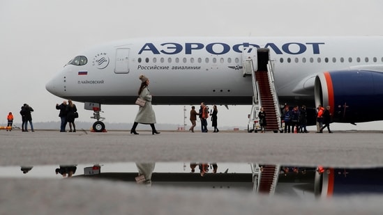 A view shows the first Airbus A350-900 aircraft of Russia's flagship airline Aeroflot during a media presentation at Sheremetyevo International Airport outside Moscow, Russia&nbsp;(REUTERS/Maxim Shemetov/File Photo)