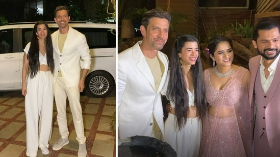 Hrithik Roshan and Saba Azad at a wedding reception on Sunday. (Varinder Chawla) Hrithik Roshan and Saba Azad at a wedding reception on Sunday. (Varinder Chawla)