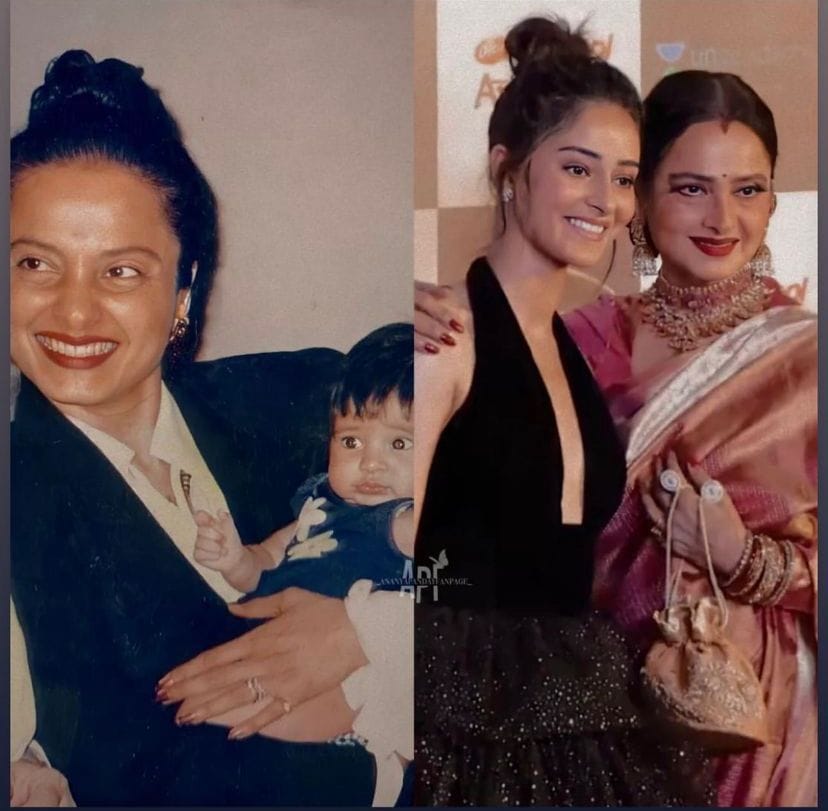Ananya Panday with Rekha in an old photo, and a more recent one (right). Ananya Panday with Rekha in an old photo, and a more recent one (right).