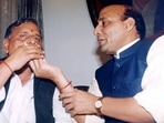 File photo of former Uttar Pradesh chief minister Mulayam Singh Yadav with BJP leader Rajnath Singh. (ANI Photo) File photo of former Uttar Pradesh chief minister Mulayam Singh Yadav with BJP leader Rajnath Singh. (ANI Photo)