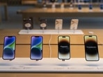 Apple's iPhone 14 line-up and Apple Watch Series 8 are available to purchase in-store. ((AP Photo/Jae C. Hong)) Apple's iPhone 14 line-up and Apple Watch Series 8 are available to purchase in-store. ((AP Photo/Jae C. Hong))